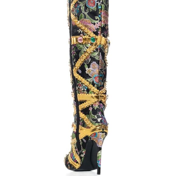 The AZALEA WANG" CAGED CONFIDENCE " EMBELLISHED BOOT IN BLACK  ( BRAND NEW!! - Picture 3 of 7